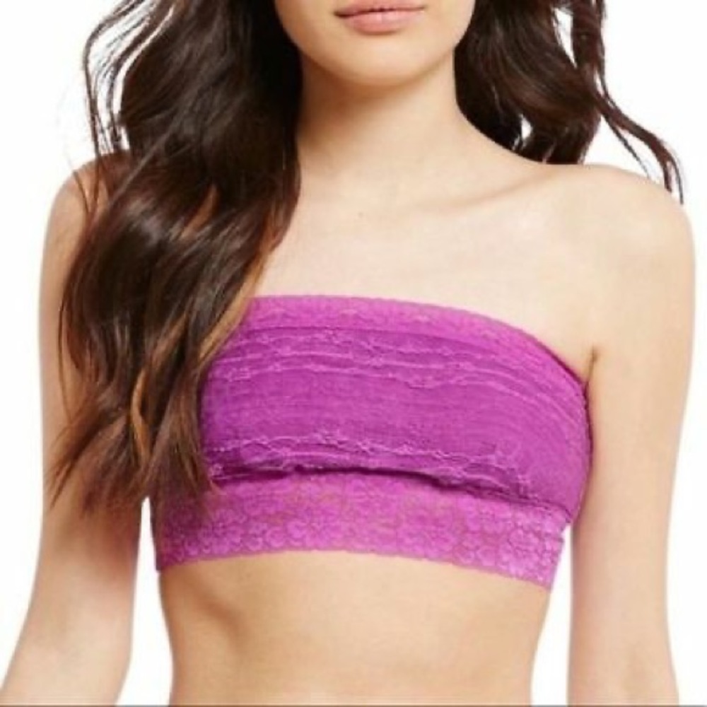 NWT free people lace bandeau Bralette neon orchid